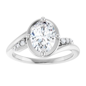 14K White Gold 8.5x6.5 mm Oval Ring Mounting – image 5