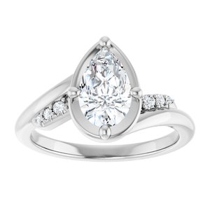 10K White Gold 9x5.5 mm Pear Ring Mounting – image 5