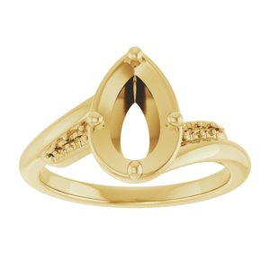18K Yellow Gold 9x5.5 mm Pear Ring Mounting – image 6