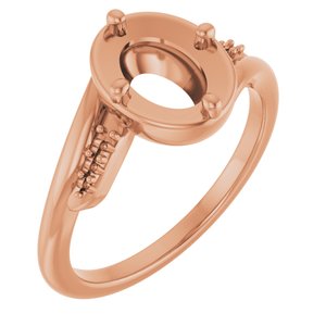 14K Rose Gold 8x6 mm Oval Ring Mounting – image 2