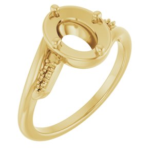 14K Yellow Gold 8x6 mm Oval Ring Mounting – image 2
