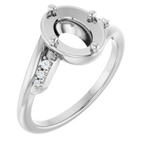 14K White Gold 8x6 mm Oval .05 CTW Lab-Grown Diamond Semi-Set Ring