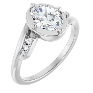 14K X1 White Gold 8x6 mm Oval Ring Mounting
