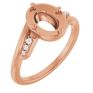 14K Rose Gold 8x6 mm Oval .05 CTW Lab-Grown Diamond Semi-Set Ring