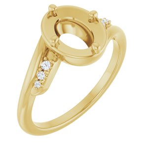 14K Yellow Gold 8x6 mm Oval .05 CTW Lab-Grown Diamond Semi-Set Ring