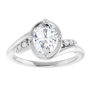 18K White Gold 8x6 mm Oval Ring Mounting – image 5
