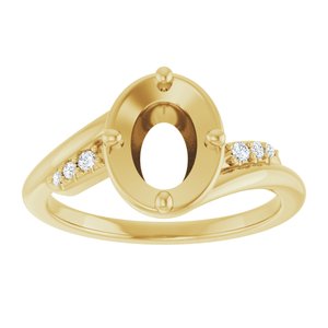 14K Yellow Gold 8x6 mm Oval 1/5 CTW Natural Diamond Semi-Set Ring – image 3