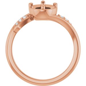 14K Rose Gold 8x6 mm Oval .05 CTW Lab-Grown Diamond Semi-Set Ring – image 2