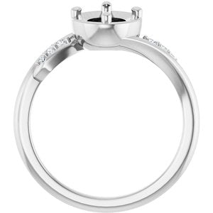 14K White Gold 8x6 mm Oval 1/5 CTW Natural Diamond Semi-Set Ring – image 2