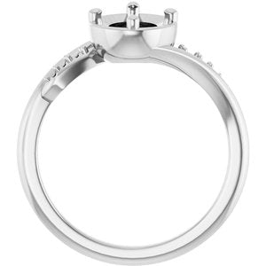 18K White Gold 8x6 mm Oval Ring Mounting – image 4