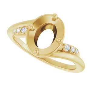 14K Yellow Gold 8x6 mm Oval 1/5 CTW Natural Diamond Semi-Set Ring – image 5