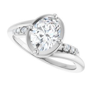 10K White Gold 8x6 mm Oval Ring Mounting – image 8