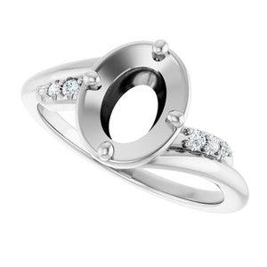 Platinum 8x6 mm Oval .05 CTW Lab-Grown Diamond Semi-Set Ring – image 5