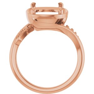 10K Rose Gold 14x10 mm Elongated Cushion Ring Mounting – image 4