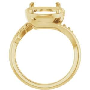 10K Yellow Gold 14x10 mm Elongated Cushion Ring Mounting – image 4