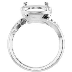 10K White Gold 14x10 mm Elongated Cushion Ring Mounting – image 4