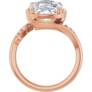 14K Rose Gold 14x10 mm Elongated Cushion Ring Mounting – image 3