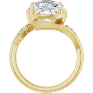 10K Yellow Gold 14x10 mm Elongated Cushion Ring Mounting – image 3