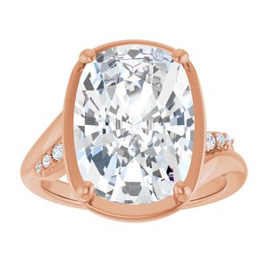 14K Rose Gold 14x10 mm Elongated Cushion Ring Mounting – image 5