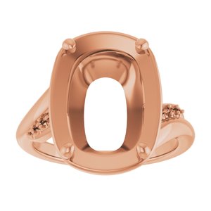 14K Rose Gold 14x10 mm Elongated Cushion Ring Mounting – image 6