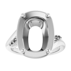 14K White Gold 14x10 mm Elongated Cushion Ring Mounting – image 6