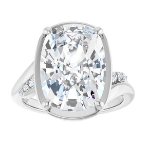 10K White Gold 14x10 mm Elongated Cushion Ring Mounting – image 5
