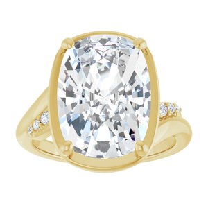 18K Yellow Gold 14x10 mm Elongated Cushion Ring Mounting – image 5
