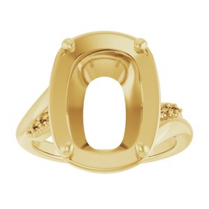 14K Yellow Gold 14x10 mm Elongated Cushion Ring Mounting – image 6