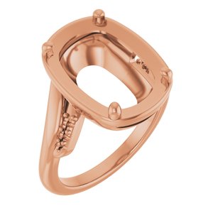 10K Rose Gold 14x10 mm Elongated Cushion Ring Mounting – image 2