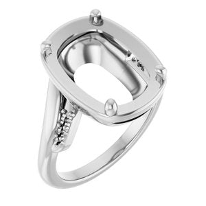 Sterling Silver 14x10 mm Elongated Cushion Ring Mounting – image 2