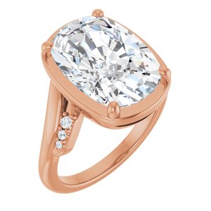 10K Rose Gold 14x10 mm Elongated Cushion Ring Mounting