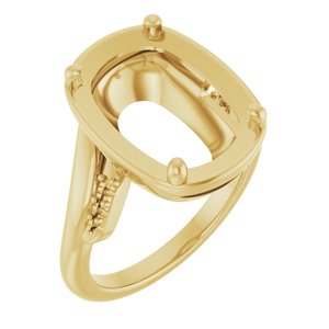 18K Yellow Gold 14x10 mm Elongated Cushion Ring Mounting – image 2
