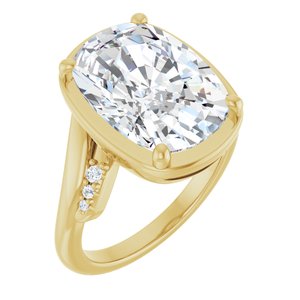 10K Yellow Gold 14x10 mm Elongated Cushion Ring Mounting