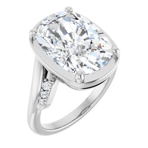 Sterling Silver 14x10 mm Elongated Cushion Ring Mounting
