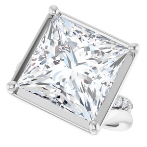 10K White Gold 12x12 mm Square Ring Mounting – image 8