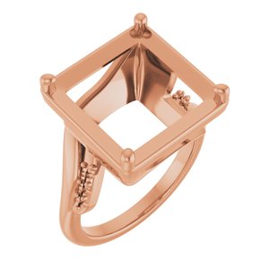 10K Rose Gold 12x12 mm Square Ring Mounting – image 2