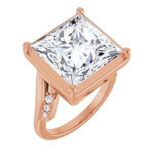 18K Rose Gold 12x12 mm Square Ring Mounting
