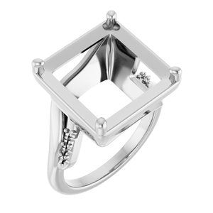 Sterling Silver 12x12 mm Square Ring Mounting – image 2