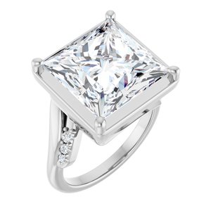 14K X1 White Gold 12x12 mm Square Ring Mounting