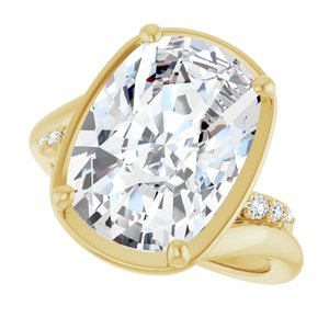 10K Yellow Gold 14x10 mm Elongated Cushion Ring Mounting – image 8