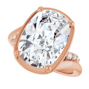 18K Rose Gold 14x10 mm Elongated Cushion Ring Mounting – image 8
