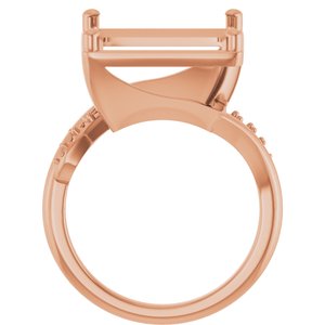 18K Rose Gold 12x12 mm Square Ring Mounting – image 4