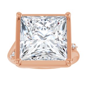 18K Rose Gold 12x12 mm Square Ring Mounting – image 5