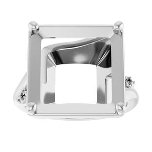 10K White Gold 12x12 mm Square Ring Mounting – image 6