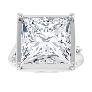 14K White Gold 12x12 mm Square Ring Mounting – image 5