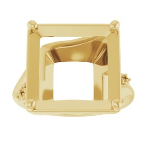 18K Yellow Gold 12x12 mm Square Ring Mounting – image 6