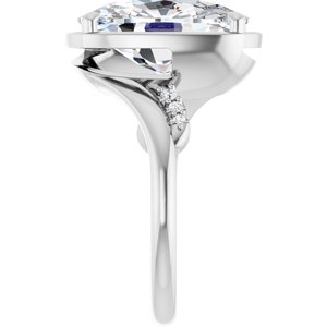 14K White Gold 14x10 mm Elongated Cushion Ring Mounting – image 7