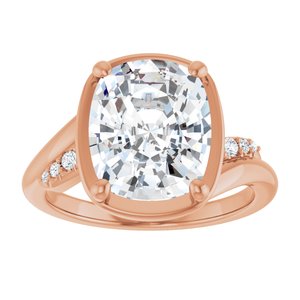 10K Rose Gold 11x9 mm Elongated Cushion Ring Mounting – image 5
