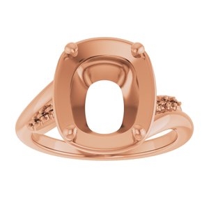 14K Rose Gold 11x9 mm Elongated Cushion Ring Mounting – image 6