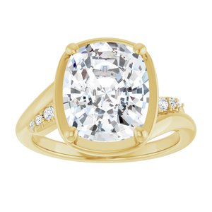 10K Yellow Gold 11x9 mm Elongated Cushion Ring Mounting – image 5